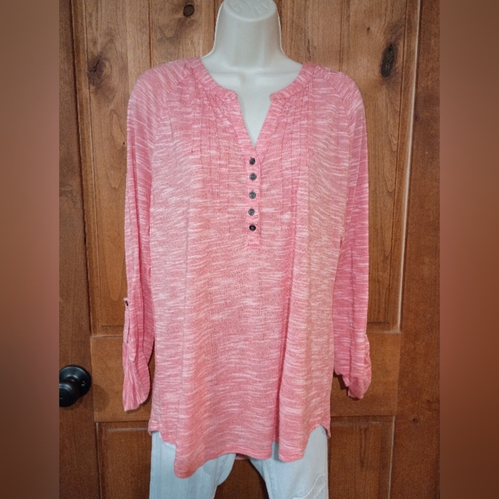 Verve Ami Coral Button-Detail Blouse